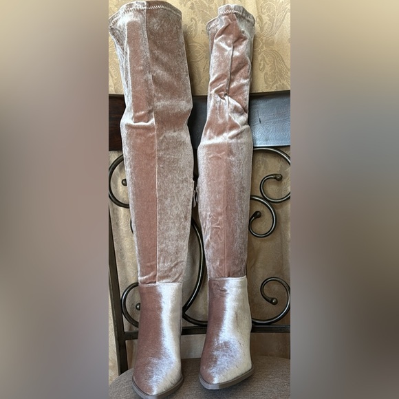 New women’s Sz 10 solid pointed toe over the knee taupe stunning stylish boots - Picture 3 of 13